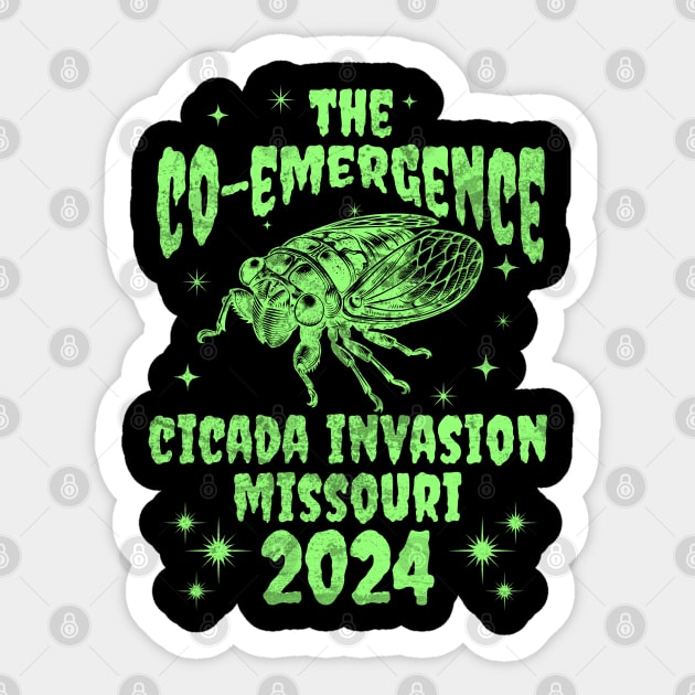 Missouri Cicada Invasion 2024 - Missouri Cicada Co-Emergence 2024 Sticker by Yesteeyear